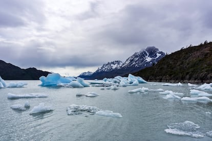 Vista de los glaciares en el Parque Nacional Torres del Paine, en Chile.