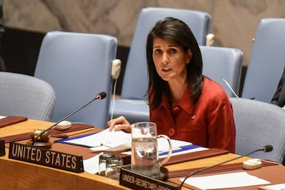Nikki Haley durante una reunión del Consejo de Seguridad de la ONU, en abril de 2017 en Nueva York. 