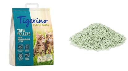 Arena natural para felinos con un agradable aroma a té verde.