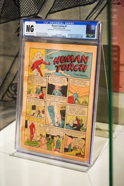 Tebeo original 'Marvel Comics #1', como se muestra en la exposición ‘Marvel: Universe of Super Heroes’.