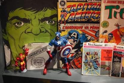 Merchandising de Marvel, en la exposición ‘Marvel: Universe of Super Heroes’.