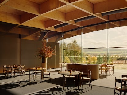 Vista de la sala del restaurante TimeSpirit, en la sede de The Macallan, en Escocia. Imagen proporcionada por el restaurante.
