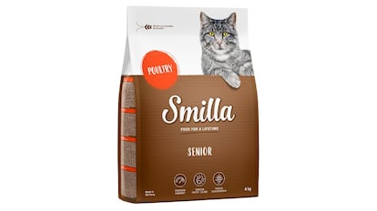 Pienso para gatos mayores Smilla con un alto elevado porcentaje en proteínas.