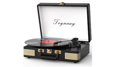 regalos de navidad según presupuesto: tocadiscos para escuchar vinilos con conexión bluetooth.