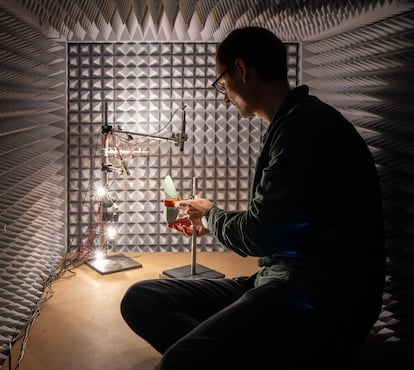 Un ingeniero, en la cámara de silencio.