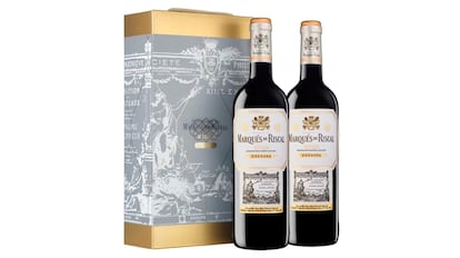 regalos para padres: set de vinos tintos con variedad tempranillo de la marca Marqués de Riscal.