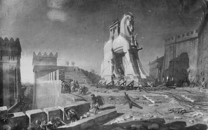 Obra sobre el caballo de Troya en 'La Ilíada', de Henri Paul Motte (1874).