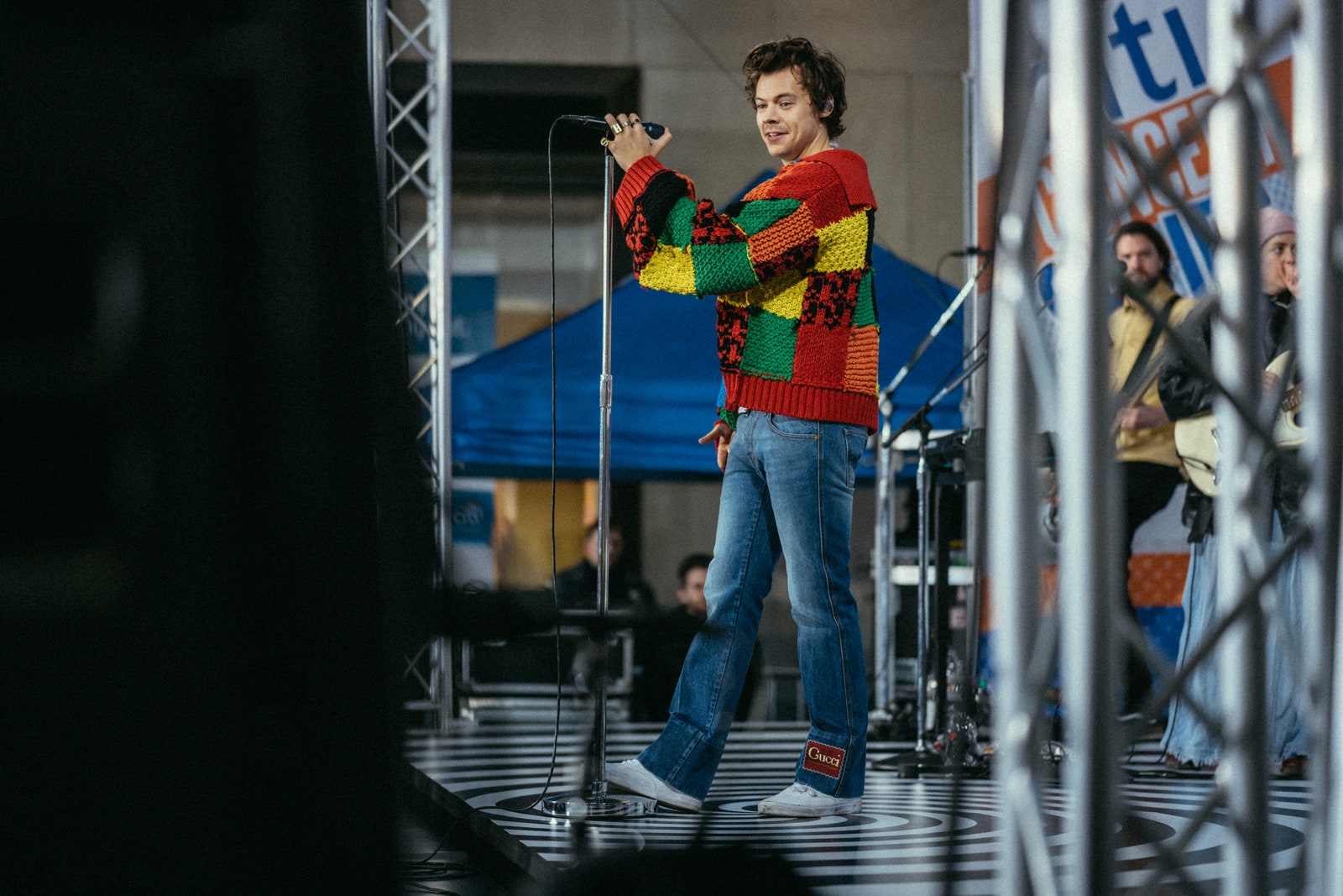 Image may contain Harry Styles Clothing Footwear Shoe Performer Person Solo Performance Leisure Activities and Music