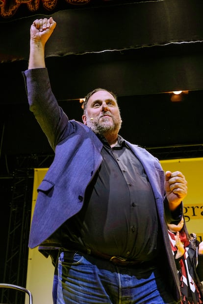 El nuevo presidente de ERC, Oriol Junqueras, durante el acto central de la candidatura, el pasado miércoles.