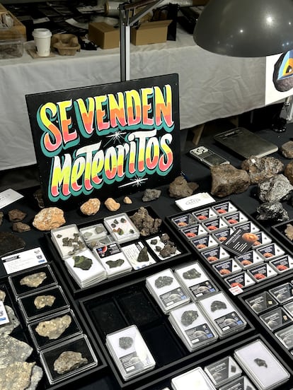 Puesto especializado en meteoritos de la Feria Internacional de Minerales, Fósiles y Meteoritos.