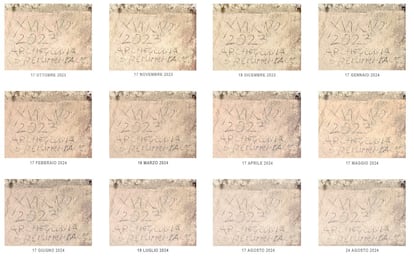 Prueba de resistencia de una escritura a carboncillo en un muro de Pompeya.