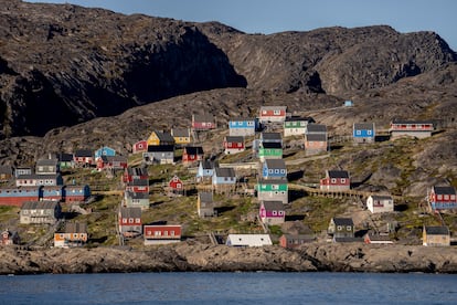 Vista de la localidad de Kangaamiut en el municipio de Qeqqata, al oeste de Groenlandia,el 3 de julio de 2024.