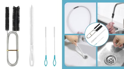 set de cepillos para limpiar desagües.