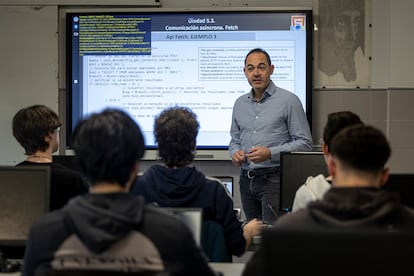 Clase de Informática, en el instituto público Leonardo da Vinci de Albacete, el 17 de enero.