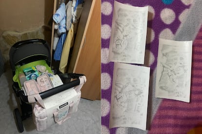 Detalles de las cosas preparadas para la llegada del bebé en la casa de los padres biológicos.