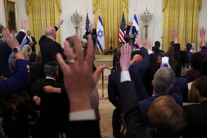 Benjamín Netanyahu y Donald Trump, este martes en la Casa Blanca.  