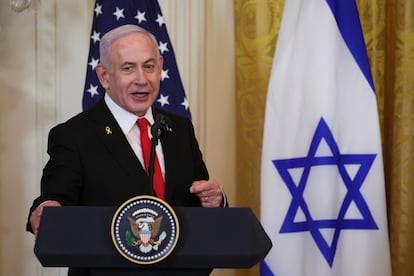 Benjamín Netanyahu, este martes durante la rueda de prensa en la Casa Blanca. 