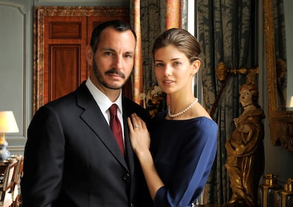 El príncipe Rahim Aga Khan y su exmujer Kendra Spears, en una imagen previa al enlace el 15 de abril de 2013.