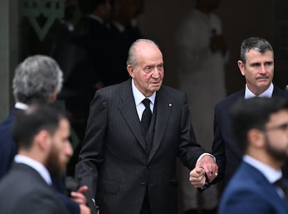 El rey Emérito Juan Carlos I en el funeral del Aga Khan IV en Lisboa, el 8 de febrero de 2025.
