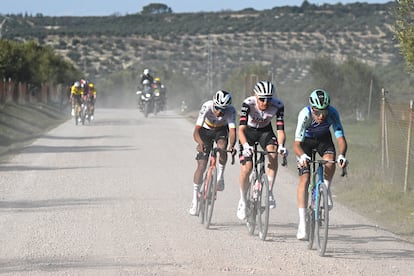 Isaac Del Toro y Egan Bernal, durante la Clásica Jaén Paraíso Interior 2025.