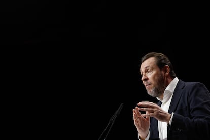 El ministro de Transportes, Óscar Puente, en un momento de su intervención.
