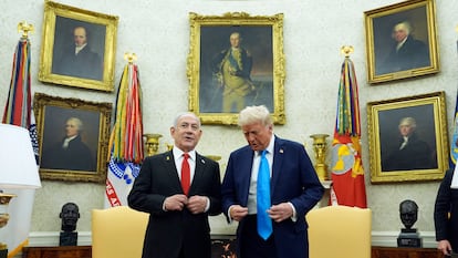 Donald Trump y el primer ministro israelí, Benjamin Netanyahu, en la Casa Blanca este martes.