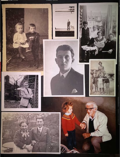 "Cuando murió mi padre en 1977, hice este montaje de su vida con las fotos que había hecho y coleccionado. Lloré mientras lo hacía. En él, el Dr. Ernst F. Lyon aparece en su infancia en Alemania y cruzando el Atlántico. También incluye un autorretrato que Ernst se hizo con su tía Frida y el marido de ésta, Alfred; ambos fueron detenidos en Colonia y enviados a Theresienstadt, donde se quitaron la vida. Ernst también aparece en Nueva York City en la playa con Beba a hombros, y antes de su muerte, cogido de la mano de mi hija mayor, Gabrielle", señala Lyon en sus memorias 'This Is My Life I'm Talking About', Damiani Books, 2024.