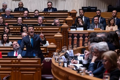 El líder de Chega, André Ventura, interviene este miércoles en el debate de la moción de confianza en Lisboa.