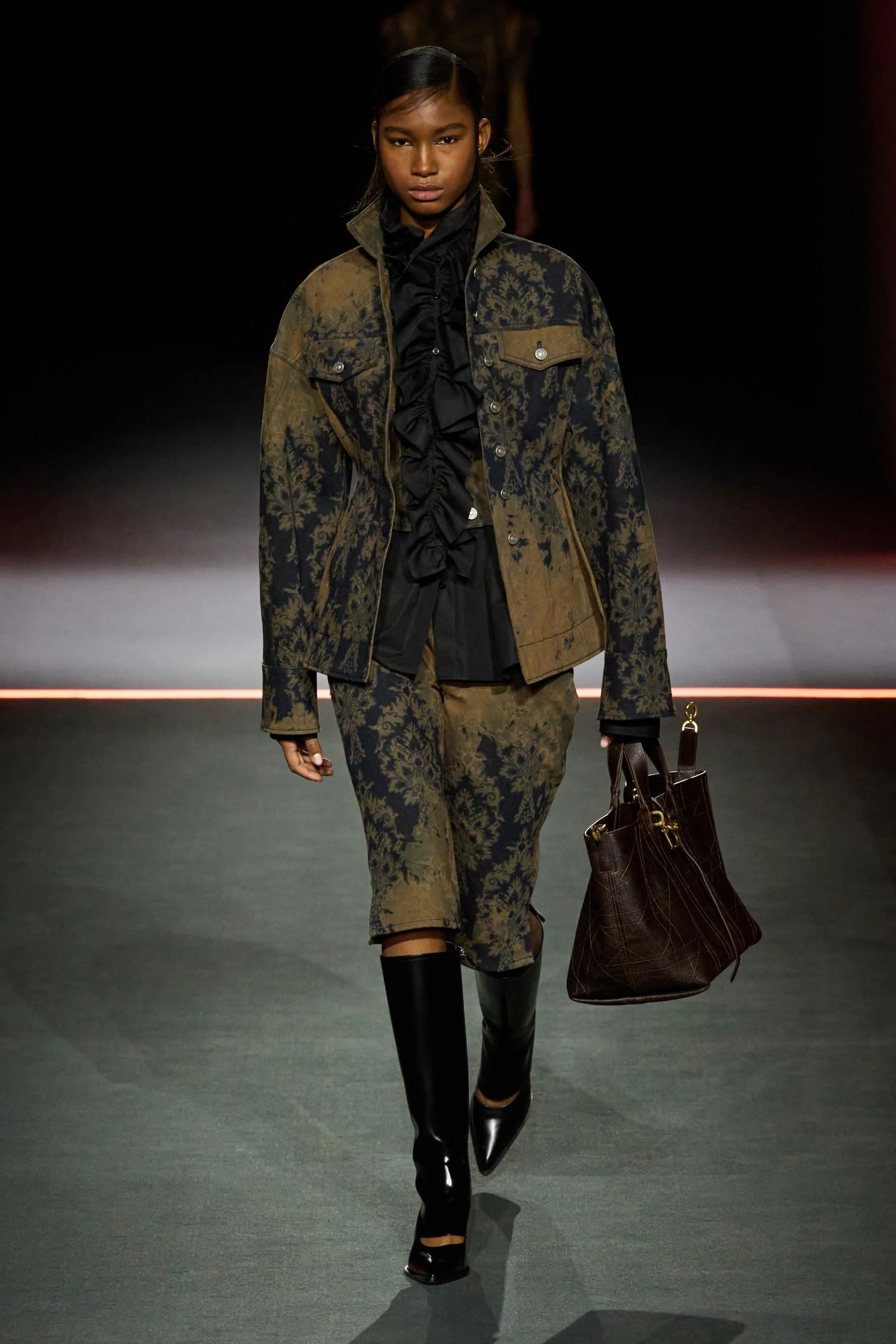 Image may contain Krystal Harris Accessories Bag Handbag Adult Person Clothing Coat Footwear and Shoe
