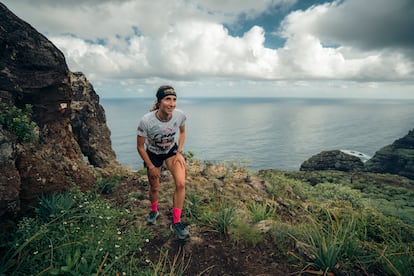 Naira Irigoyen durante la prueba Acantilados del Norte en La Palma.