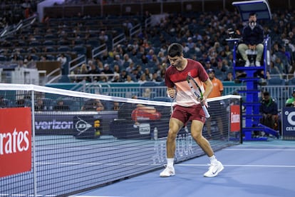 Alcaraz, durante el partido del pasado domingo contra Goffin.