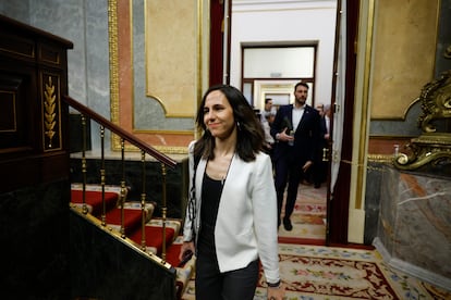 La secretaria general de Podemos, Ione Belarra, este miércoles en el Congreso.