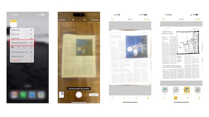 Pasos para escanear documentos y aplicar filtros.