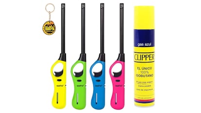 kit de supervivencia europeo: varios encendedores de pequeño tamaño.