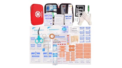 kit de supervivencia en amazon: botiquín de primeros auxilios con neceser incluido.