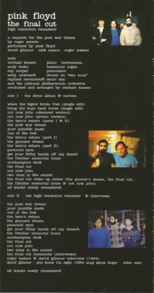 EL PRIMER ÁLBUM DE ROGER WATERS: "THE FINAL CUT", AUNQUE LLEVÓ EL NOMBRE DE PINK FLOYD