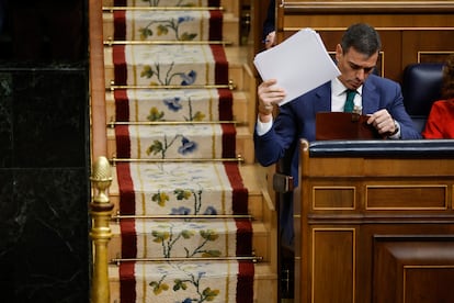 El presidente del Gobierno, Pedro Sánchez, este miércoles en el Congreso.
