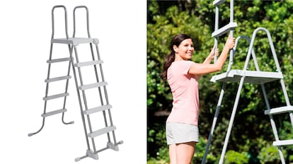 escalera para piscinas sin obra con peldaños desmontables.