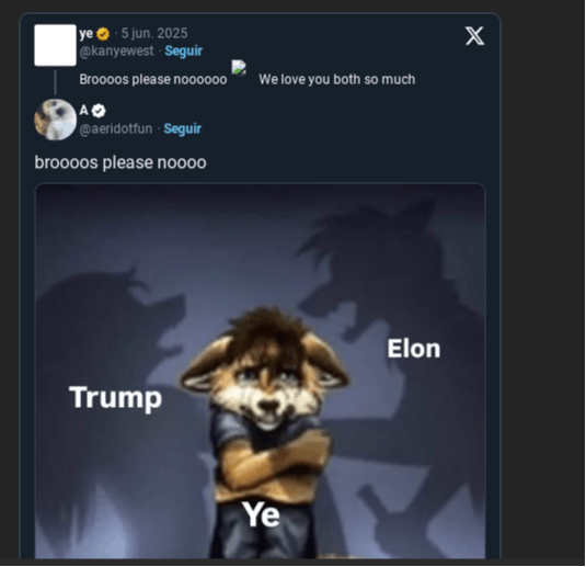 Kanye West intenta reconciliar a Donald Trump y Elon Musk: Broooos, por favor, noooooo