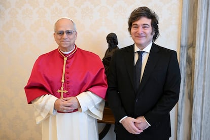 El papa León XIV y el presidente de Argentina, Javier Milei.
