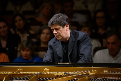 El pianista Javier Perianes durante su maratón de los conciertos de Beethoven, el pasado 21 de junio en el Auditorio Nacional.