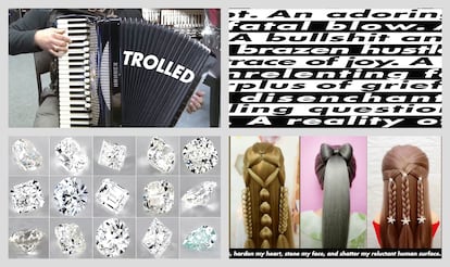 Obras expuestas en la muestra de Barbara Kruger en el Guggenheim de Bilbao, en una imagen cedida. 