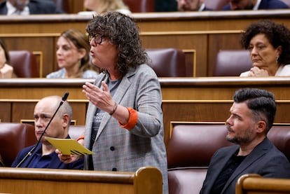 La diputada de ERC Teresa Jordà interviene en la sesión de control al Gobierno.