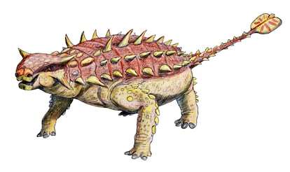 Reproducción artística del aspecto de un 'Pinacosaurus grangeri', un anquilosaurio del Cretácico tardío.