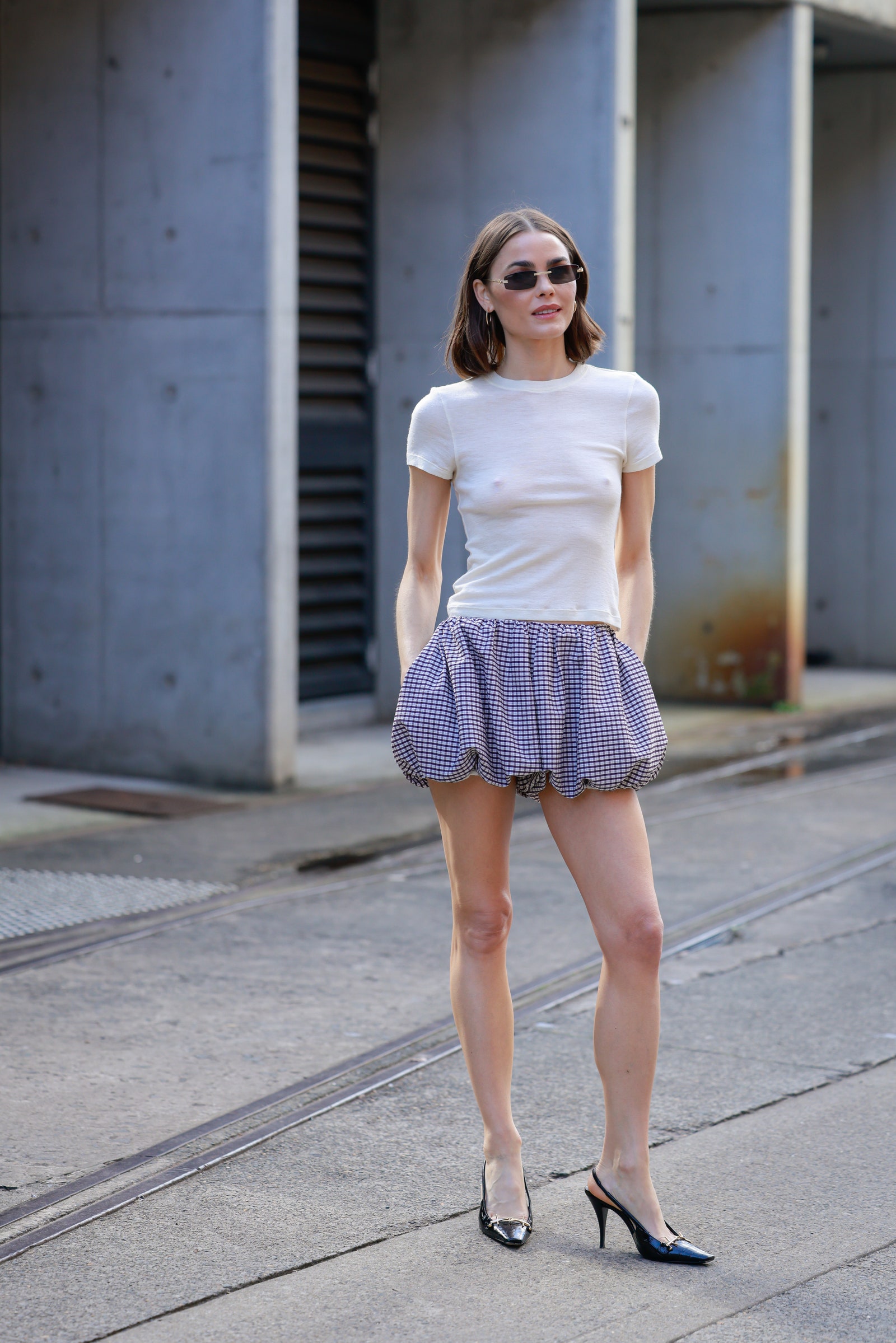 Image may contain Keri Russell Clothing Skirt Miniskirt Footwear Shoe High Heel Adult Person and Accessories