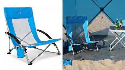 silla de playa ultraligera que solo pesa tres kilogramos.