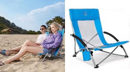 silla de playa plegable y ultraligera capaz de soportar hasta 150 kilogramos.