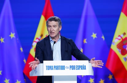 Alberto Núñez Feijóo, este domingo en Madrid. 