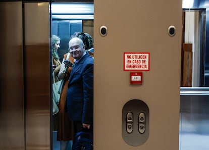 El secretario general del Partido Popular, Miguel Tellado, tras el pleno. 