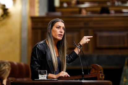 La portavoz de Junts en el Congreso, Míriam Nogueras, durante su intervención en el Congreso.